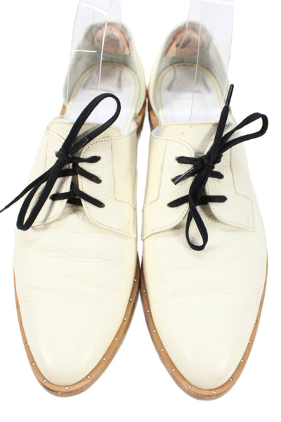 Freda Salvador Womens Leather Lace Up D'Orsay Oxford Flats Ivory Size 8
