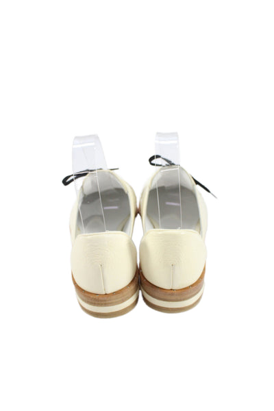 Freda Salvador Womens Leather Lace Up D'Orsay Oxford Flats Ivory Size 8