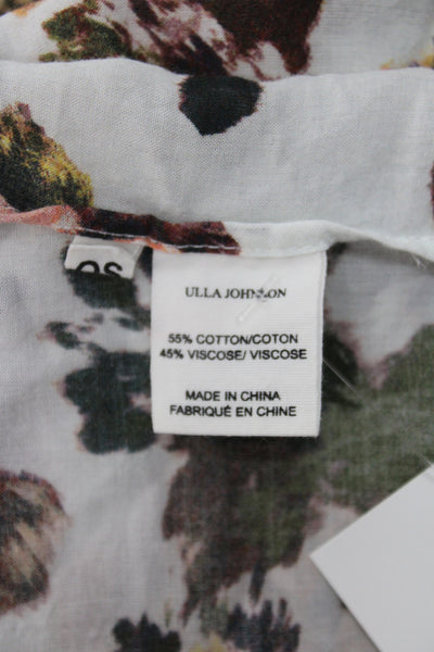 Ulla Johnson Womens Cotton Floral Print Beige Multicolor Scarf Size 56"x38"