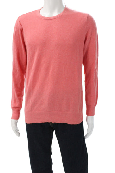 J Crew Mens Red Pullover Sweater Crew Neck 95% Cotton 5% Cashmere Size M