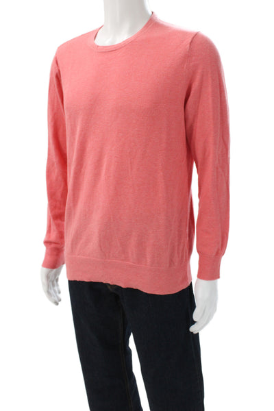 J Crew Mens Red Pullover Sweater Crew Neck 95% Cotton 5% Cashmere Size M