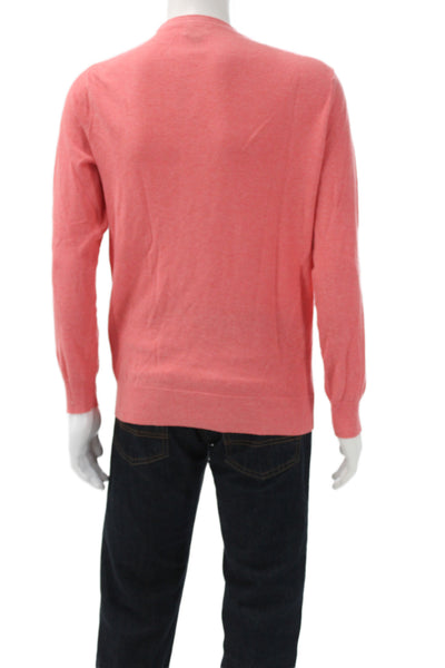 J Crew Mens Red Pullover Sweater Crew Neck 95% Cotton 5% Cashmere Size M