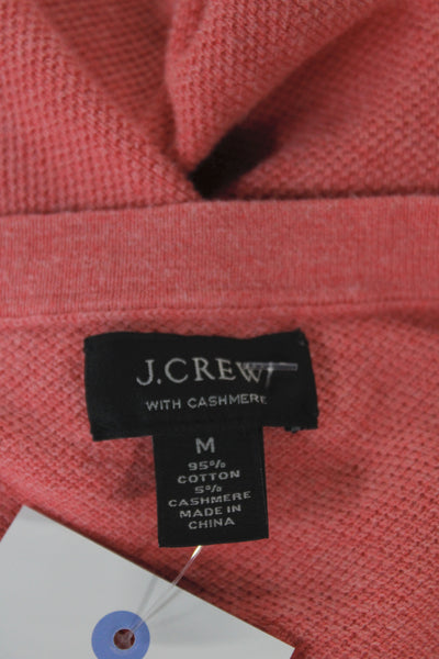 J Crew Mens Red Pullover Sweater Crew Neck 95% Cotton 5% Cashmere Size M