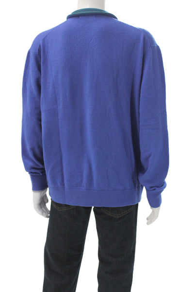 Greyson Mens Cashmere Collared Pullover Sweater Blue Long Sleeve Size XL