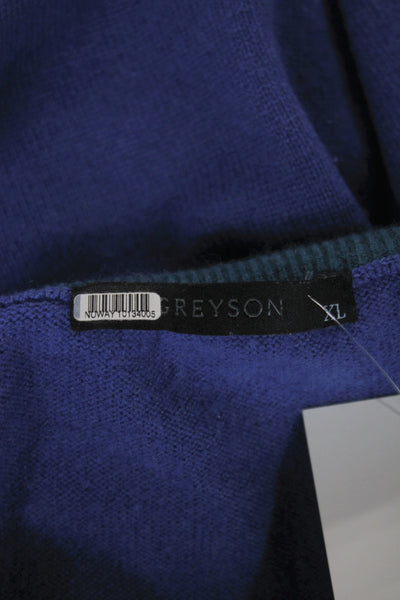 Greyson Mens Cashmere Collared Pullover Sweater Blue Long Sleeve Size XL