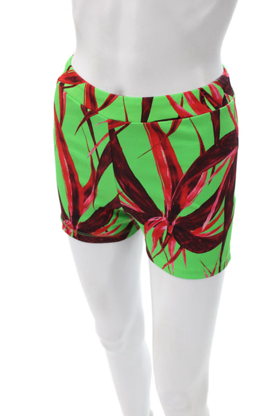 Louisa Ballou Women Compression Floral Tropical Green Shorts Size M