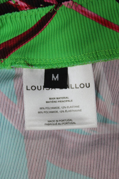 Louisa Ballou Women Compression Floral Tropical Green Shorts Size M
