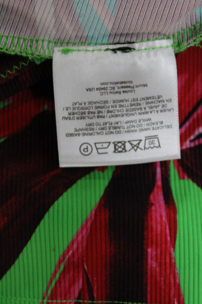 Louisa Ballou Women Compression Floral Tropical Green Shorts Size M