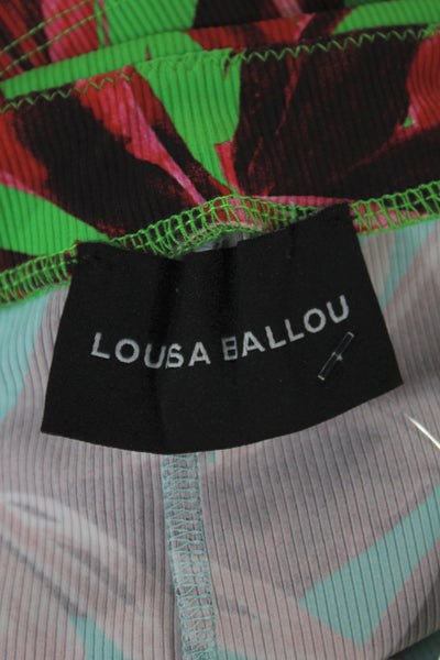 Louisa Ballou Women Compression Floral Tropical Green Shorts Size M