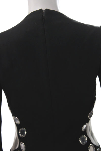 David Koma Women Black V-Neck Long Sleeve Jumpsuit Zip Size S