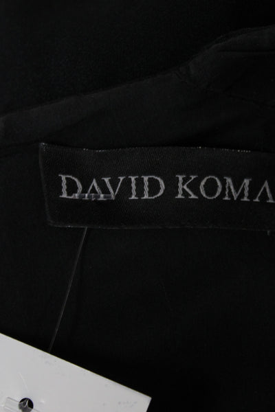 David Koma Women Black V-Neck Long Sleeve Jumpsuit Zip Size S