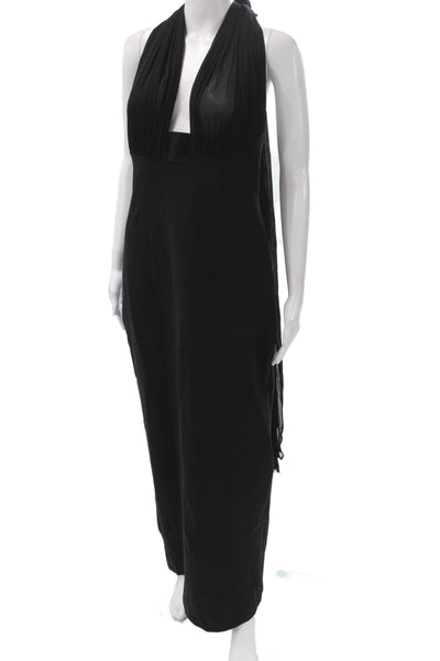 Helsa Womens Maxi Halter Sleeveless Black Evening Dress Size L
