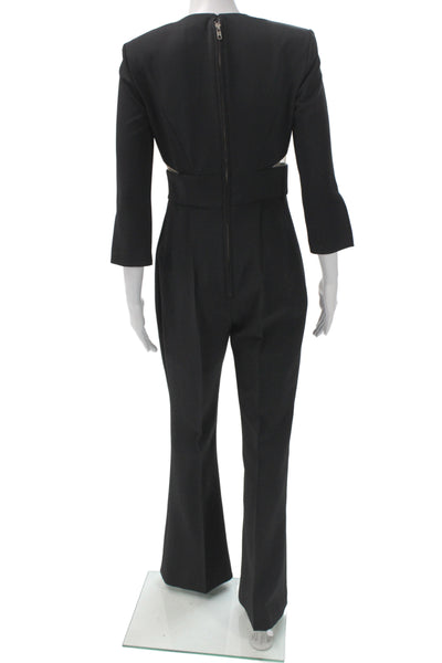 Elisabetta Franchi Womens Black Round Neck Jumpsuit 3/4 Sleeve Size S