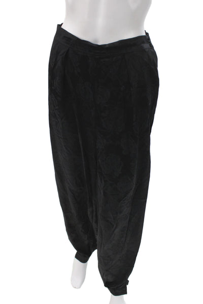 Ronny Kobo Women Harem Pants Black Floral Silk Blend Size M