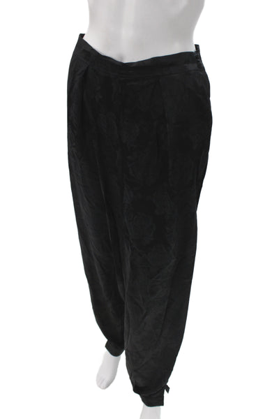 Ronny Kobo Women Harem Pants Black Floral Silk Blend Size M