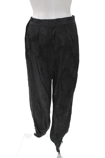 Ronny Kobo Women Harem Pants Black Floral Silk Blend Size M