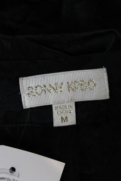 Ronny Kobo Women Harem Pants Black Floral Silk Blend Size M