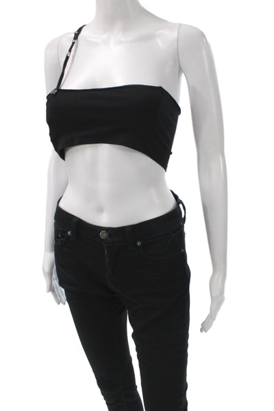 ROTATE Womens Cropped One Shoulder Sleeveless Black Tank Size M