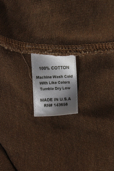 Joah Brown Womens Cropped Brown Cotton Long Sleeve T-Shirt Size One Size