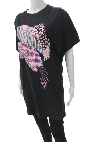 Isabel Marant Etoile Women Black Animal Print T-Shirt Crewneck Size S