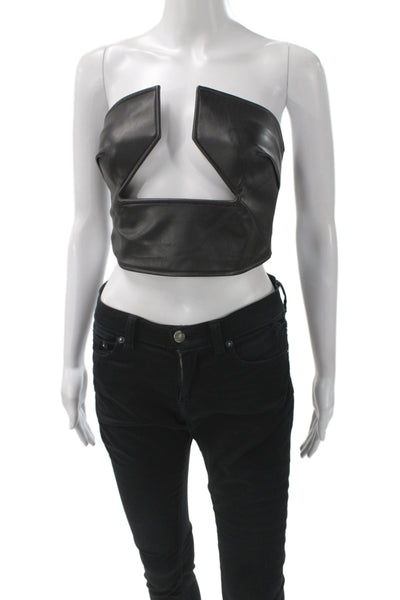 AFRM Womens Cropped Strapless Tank Black Sleeveless Size XS