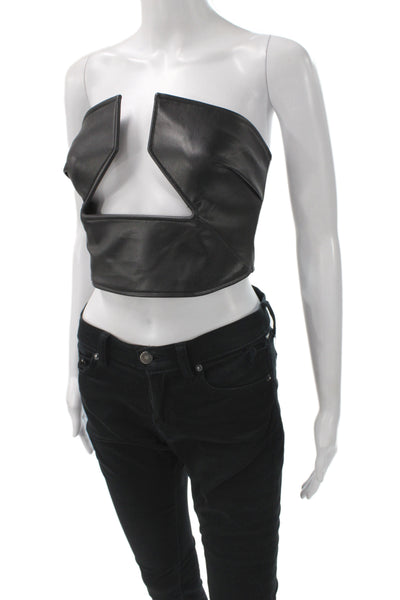 AFRM Womens Cropped Strapless Tank Black Sleeveless Size XS