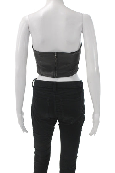 AFRM Womens Cropped Strapless Tank Black Sleeveless Size XS