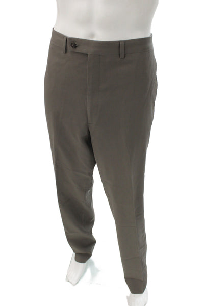 Calvin Klein Mens Dress Pants Brown Solid Button Size 38