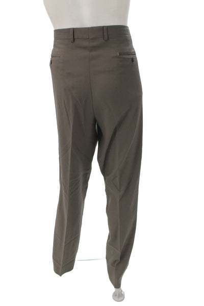 Calvin Klein Mens Dress Pants Brown Solid Button Size 38