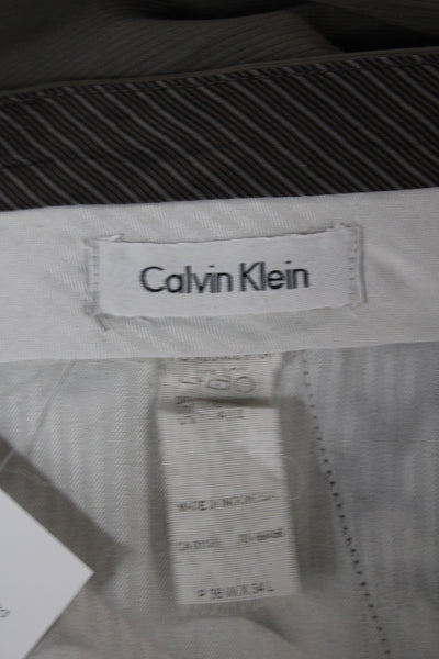 Calvin Klein Mens Dress Pants Brown Solid Button Size 38