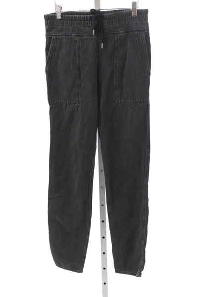 James Perse Women Black Denim Jogger Pants High Rise Drawstring Size 1