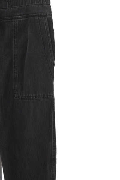 James Perse Women Black Denim Jogger Pants High Rise Drawstring Size 1