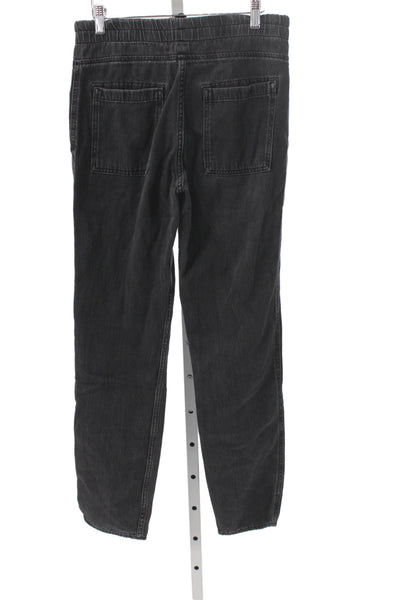 James Perse Women Black Denim Jogger Pants High Rise Drawstring Size 1
