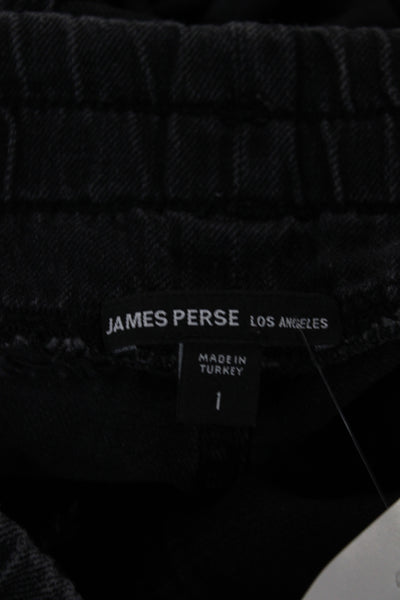 James Perse Women Black Denim Jogger Pants High Rise Drawstring Size 1