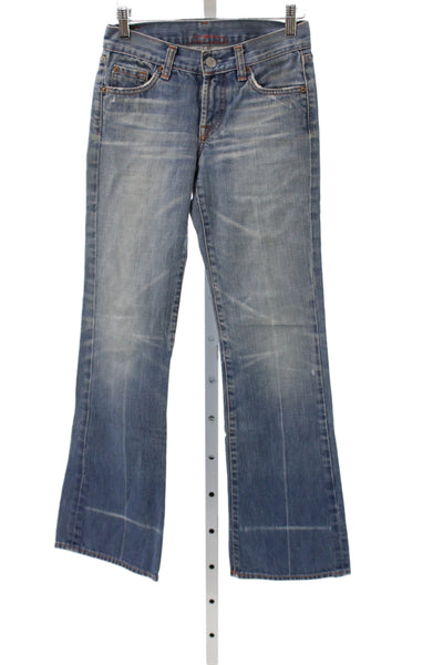 7 For All Mankind Womens Bootcut Jeans Blue High Rise Button Size 24