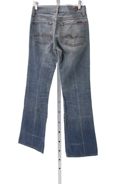 7 For All Mankind Womens Bootcut Jeans Blue High Rise Button Size 24
