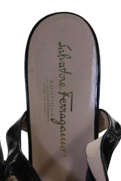 Salvatore Ferragamo Womens Open Toe Flat Sandals Shoes Black Clear Size 8