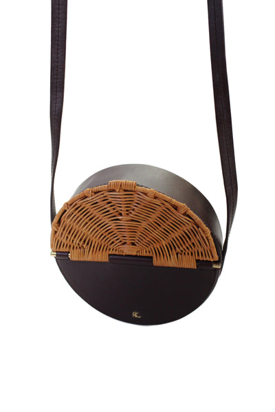 Rachel Comey Womens Single Strap Round Wicker Trim Shoulder Handbag Purple