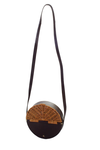 Rachel Comey Womens Single Strap Round Wicker Trim Shoulder Handbag Purple