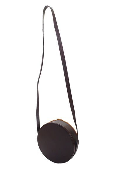 Rachel Comey Womens Single Strap Round Wicker Trim Shoulder Handbag Purple