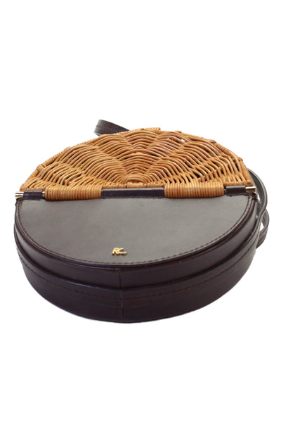 Rachel Comey Womens Single Strap Round Wicker Trim Shoulder Handbag Purple