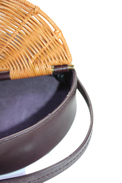Rachel Comey Womens Single Strap Round Wicker Trim Shoulder Handbag Purple
