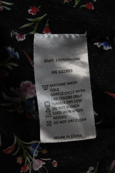 Thakoon Women Black Floral V Neck Sleeveless Slip Dress Mini Viscose Size 14
