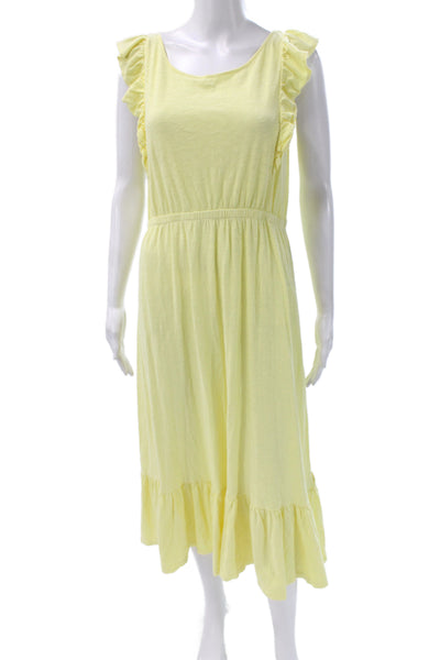 Ba&Sh Womens Sundress Yellow Midi Scoop Neck Sleeveless Summer Size L