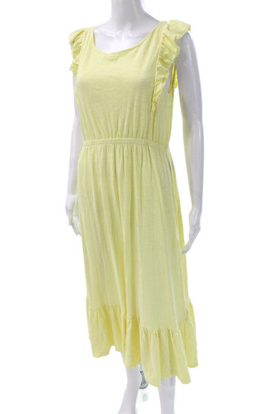 Ba&Sh Womens Sundress Yellow Midi Scoop Neck Sleeveless Summer Size L