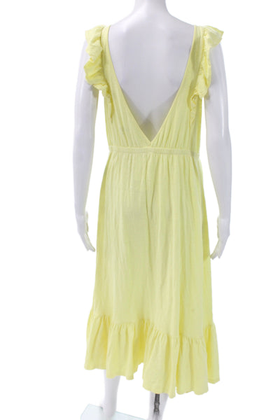 Ba&Sh Womens Sundress Yellow Midi Scoop Neck Sleeveless Summer Size L