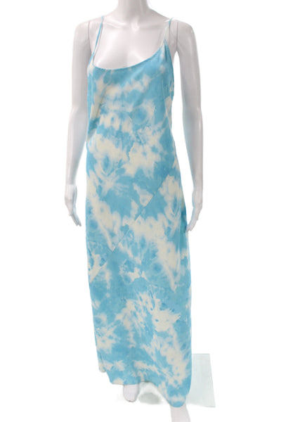 Thakoon Womens Maxi Dress Blue Tie Dye Scoop Neck Mid-Calf Size 10