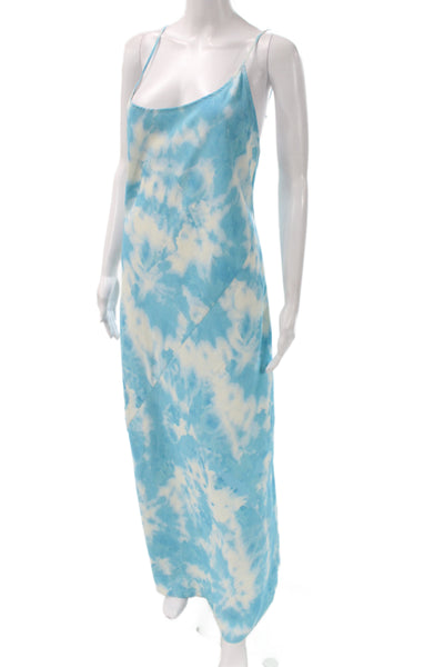 Thakoon Womens Maxi Dress Blue Tie Dye Scoop Neck Mid-Calf Size 10