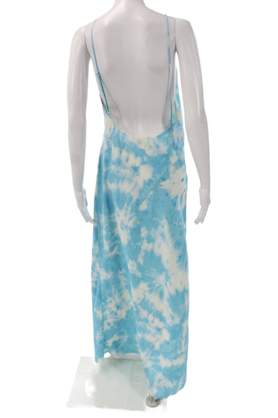 Thakoon Womens Maxi Dress Blue Tie Dye Scoop Neck Mid-Calf Size 10