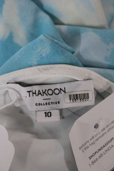Thakoon Womens Maxi Dress Blue Tie Dye Scoop Neck Mid-Calf Size 10